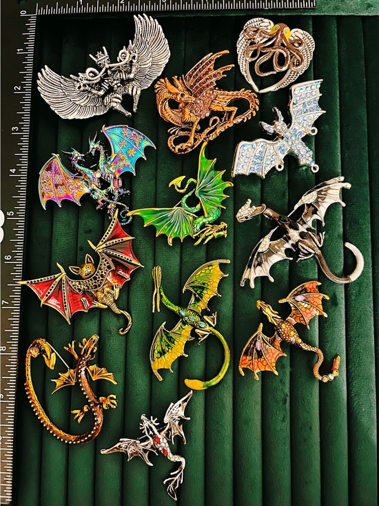 Jewelry - Colorful Dragon and Bat Enamel Pin Lot - Multicolor